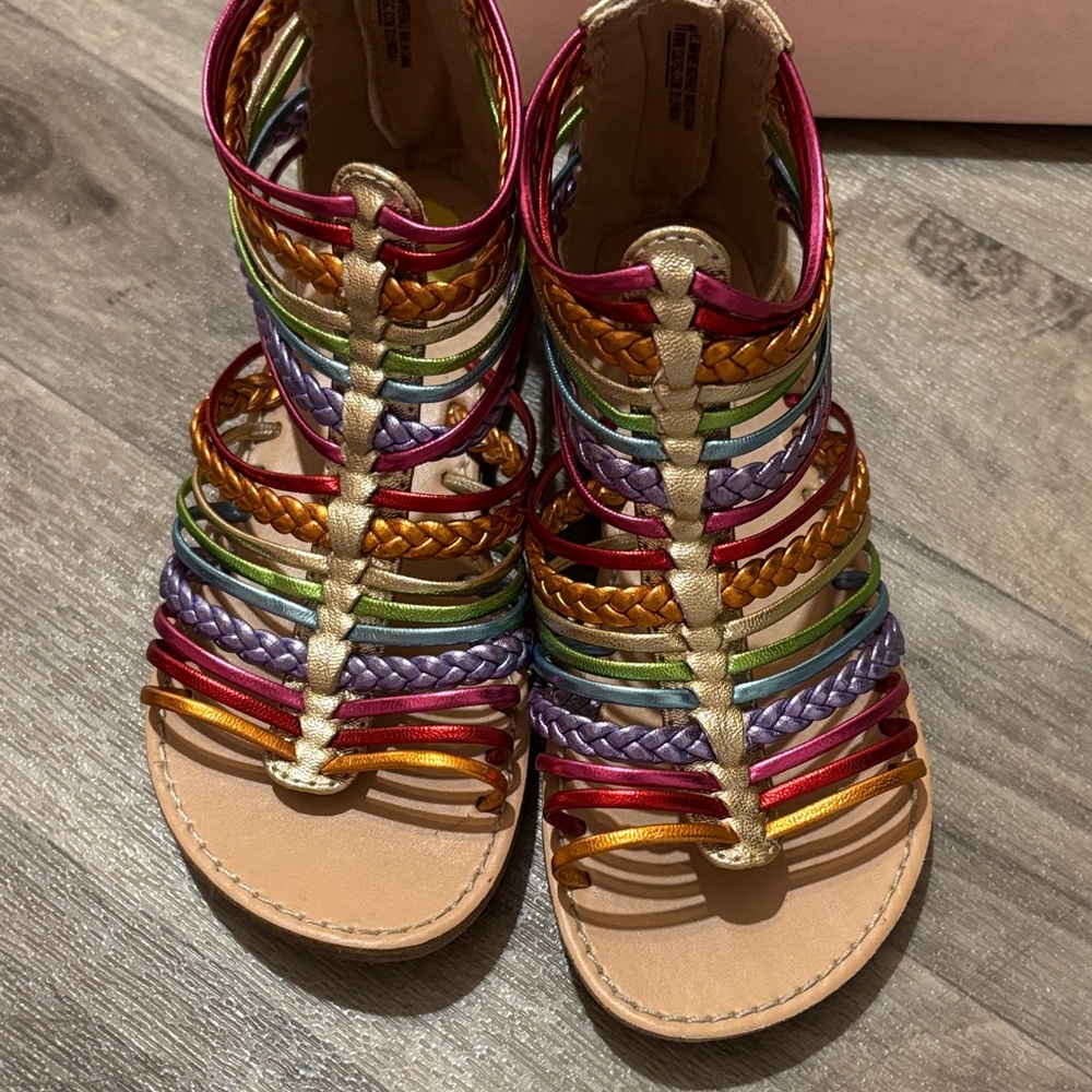 Seychelles Kids Rainbow Braided Gladiator Sandals - Rainbow Straps - Picture 3 of 6